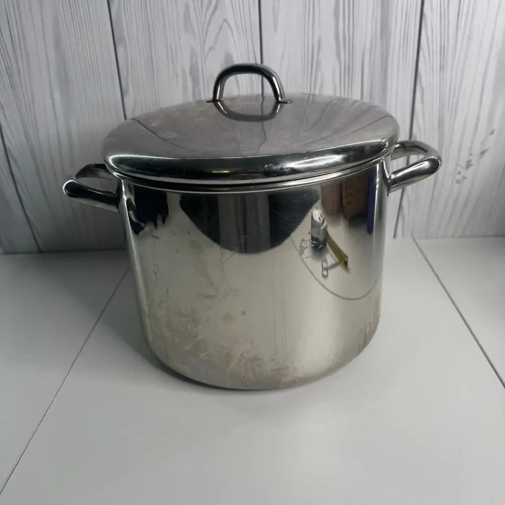 Vintage Revere Ware 2070 10 Qt Stainless Steel Stock Pot And Lid